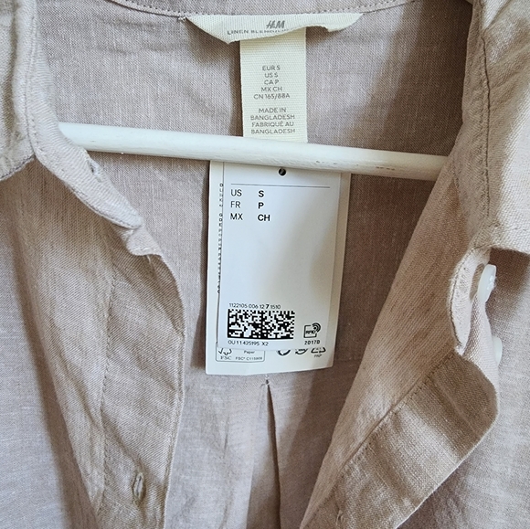 BNWT H&M Linen Cotton Blend Botton Down Shirt, US S - Picture 6 of 12